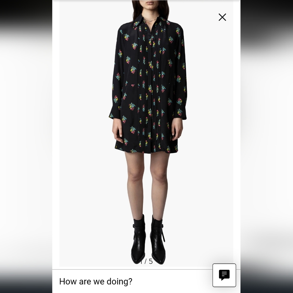 Zadig & Voltaire Rougi Floral Long Sleeve Silk Shirtdress - Picture 2 of 10